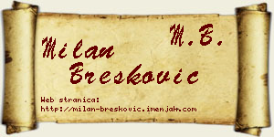 Milan Brešković vizit kartica